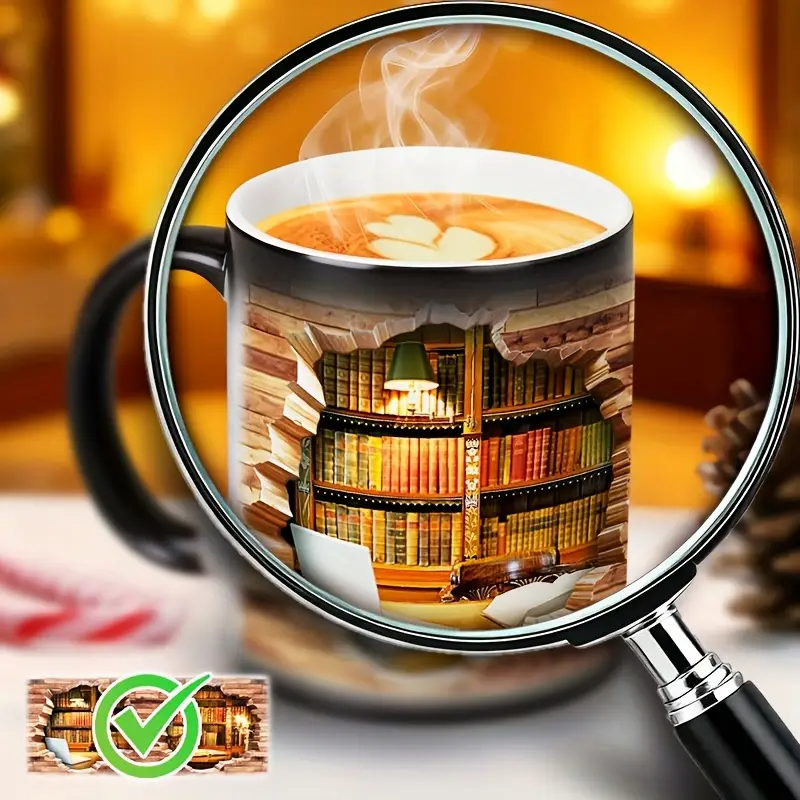 Enchanting Bookshelf Heat-Reveal Ceramic Mug